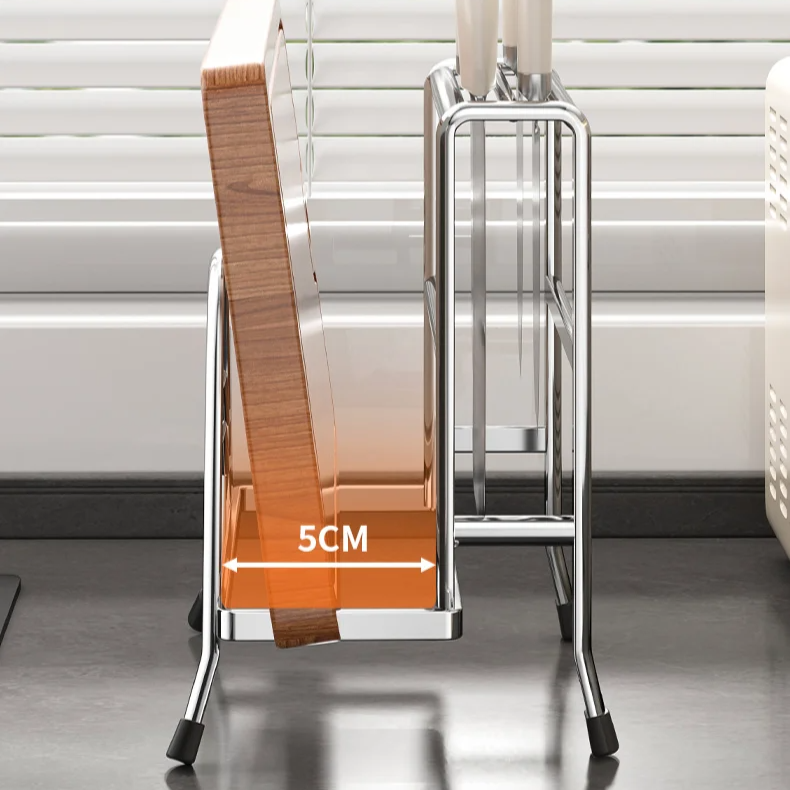 Estante de almacenamiento de acero inoxidable para cuchillos y tapas de ollas