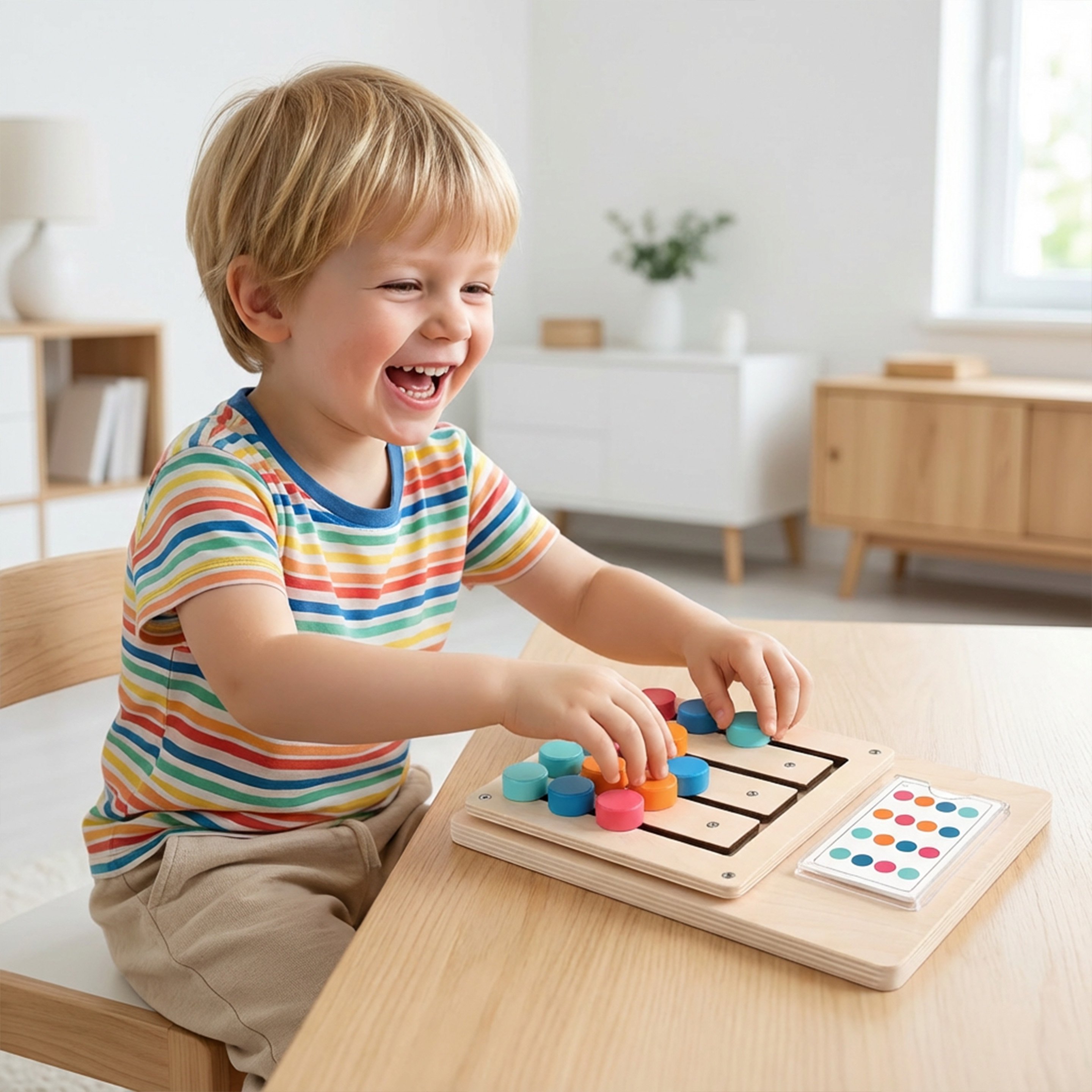 Buntes Holz-Logikbrettspiel: Vier Farben Strategie