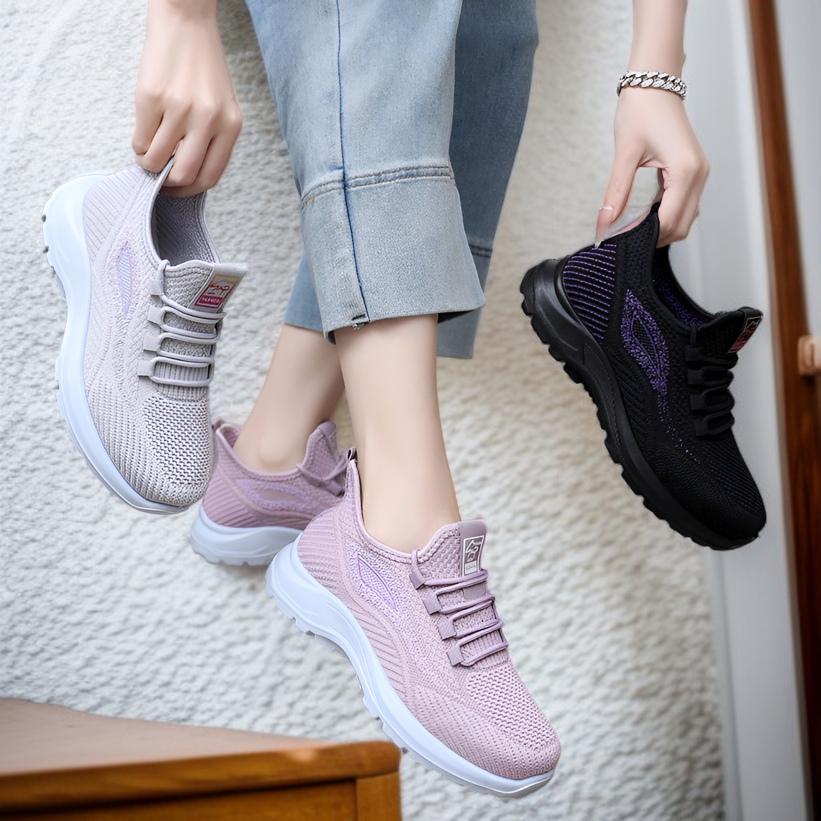 春の新作レディースシューズ通気性カジュアルシューズ軽くて快適なウォーキングシューズ中高年ママシューズスポーツカジュアルシューズ