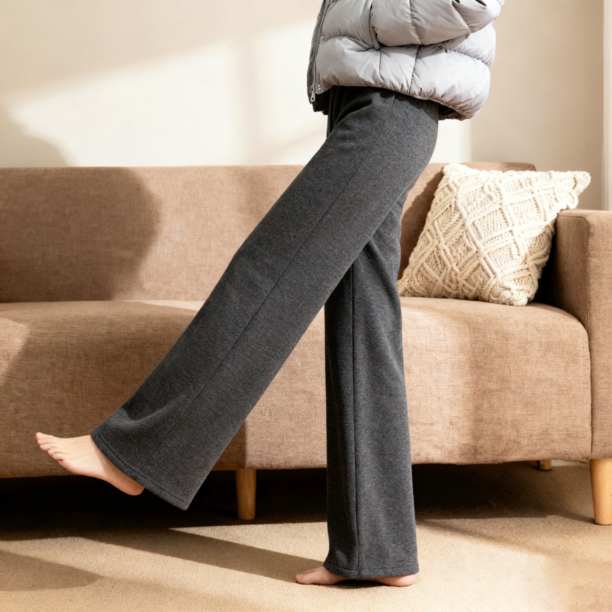 裏起毛ロングコットンパンツ