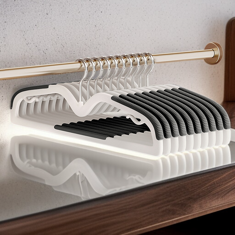 Set of 10 Compact Clothes Hangers — Non-Slip, Non-Marking, Space-Saving