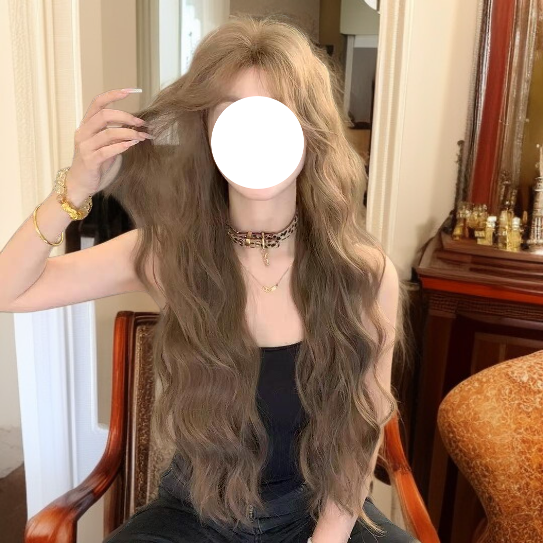 릴렉스 스타일 롱 컬리 브라운 풀 위그