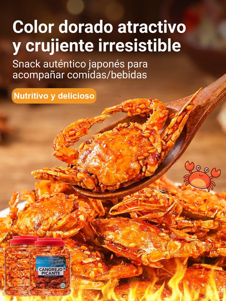 Snack de cangrejo pequeño japonés bajo en grasa, dulce y salado, devolución incluso abierto