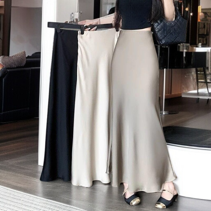 여름 하계 하기 왜소한 사람 꼬마 꼬맹이 여자 블랙 목이 긴 머메이드 스커트 스커트녀 붕대감기 긴 치마