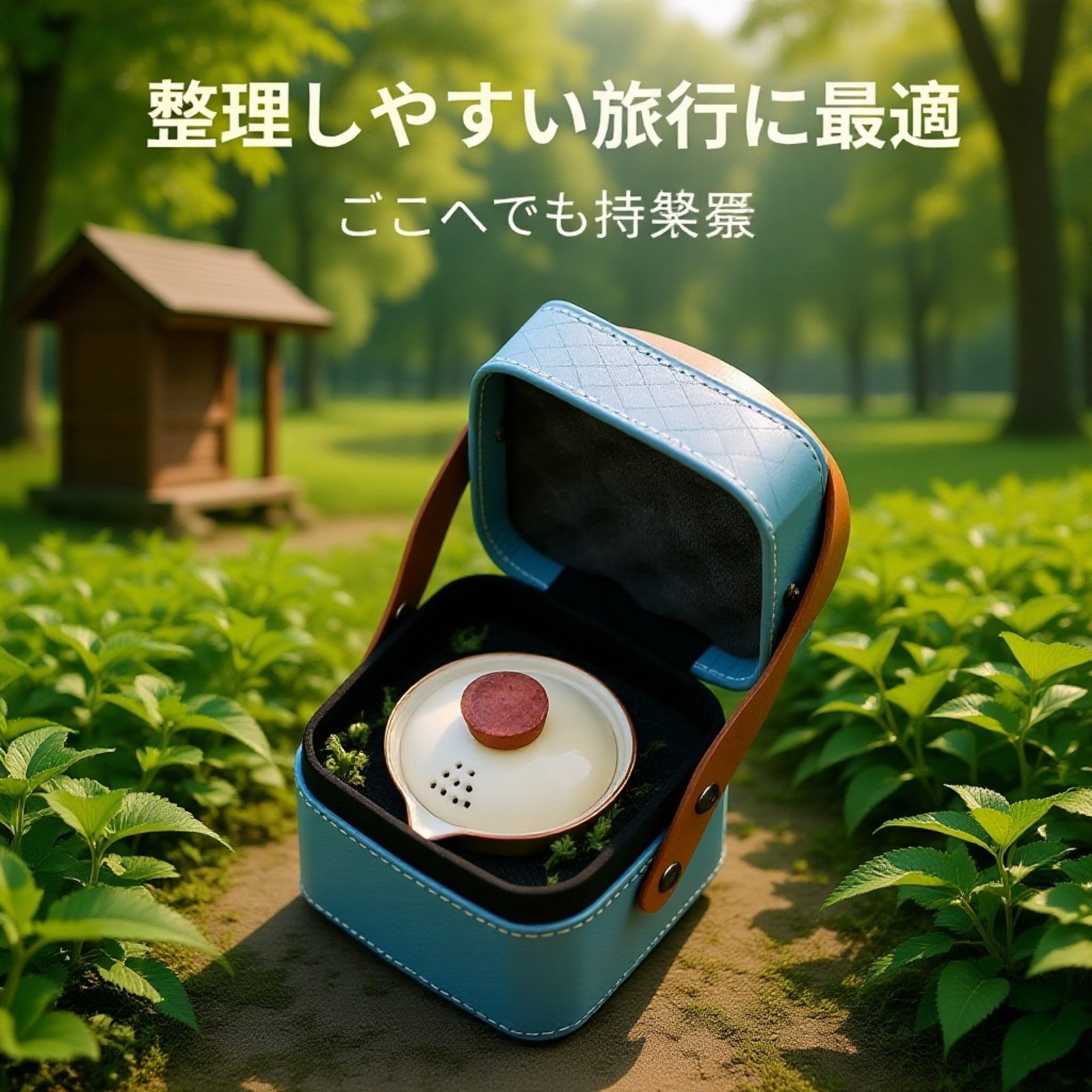 便携式快客杯と茶杯のクローズアップ