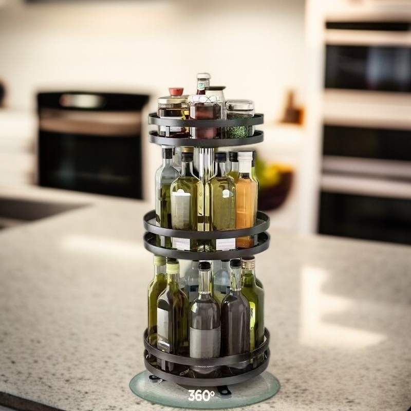 多機能キッチン調味料セット（ガラス製塩入れ＆調味料ボトル付き）