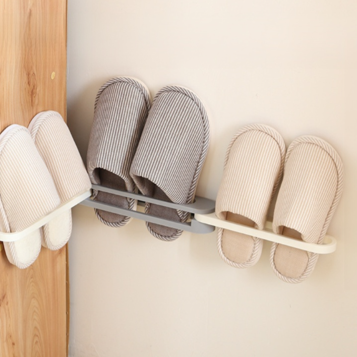 Space-saving wall shoe rack for slippers