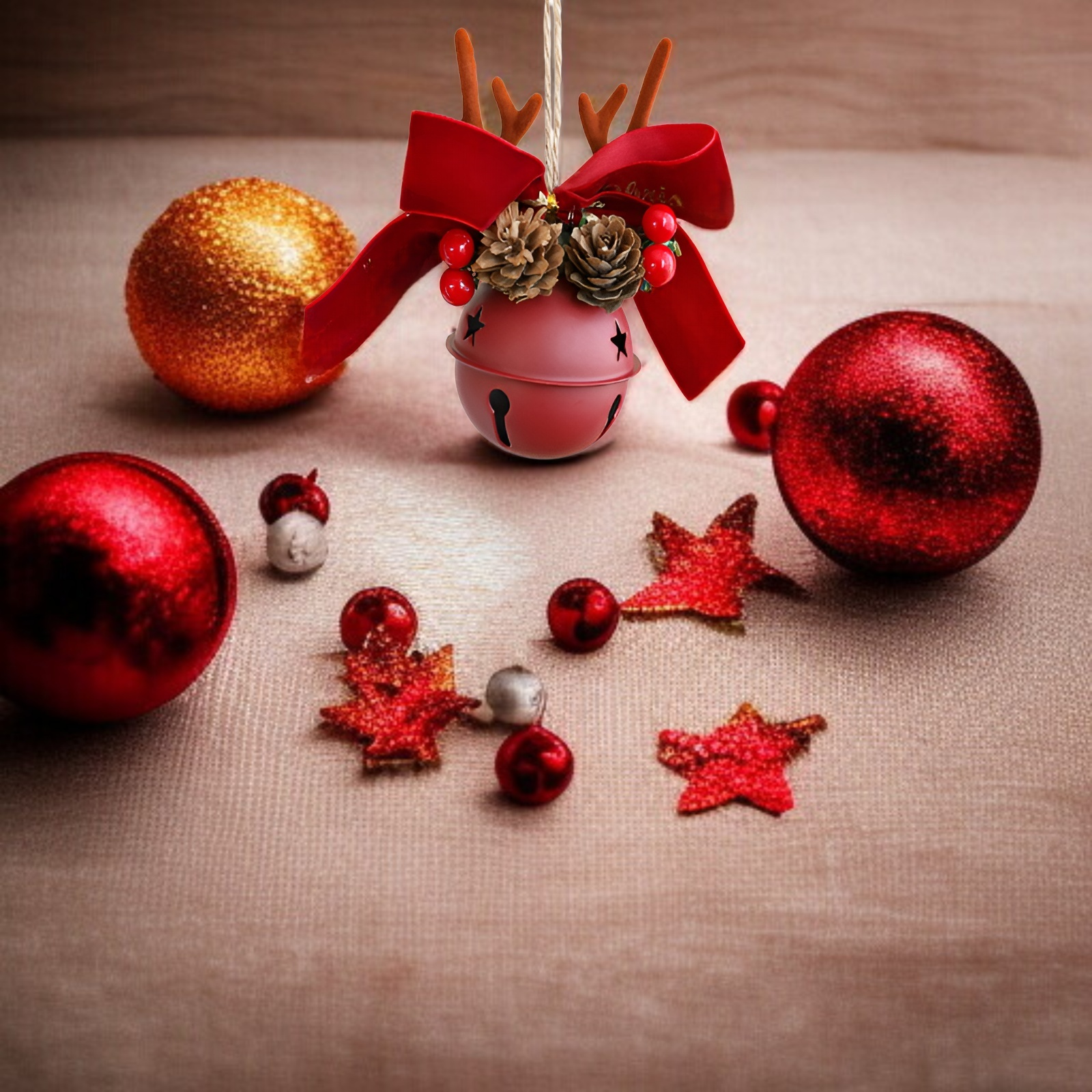 크리스마스 장식 리본 솔방울