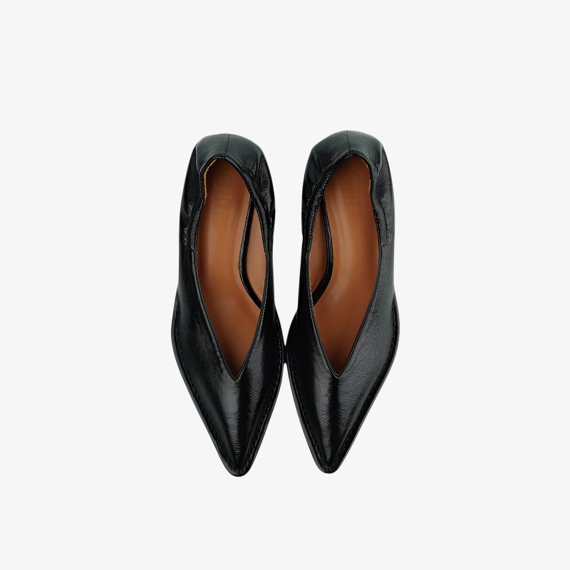 2025年夏 プリーツ 気質 シングルシューズ プロフェッショナル キャットヒール シングルシューズ レディース 夏 浅め ハイヒール ミドルポインテッドトゥ ソフトレザー レディースシューズ