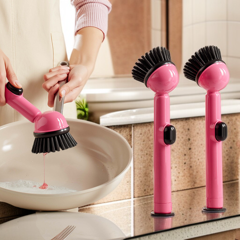 Long Handle Cleaning Brush Liquid Pump Pad Bowl Brush Dopamine Safe Cleaning Brush