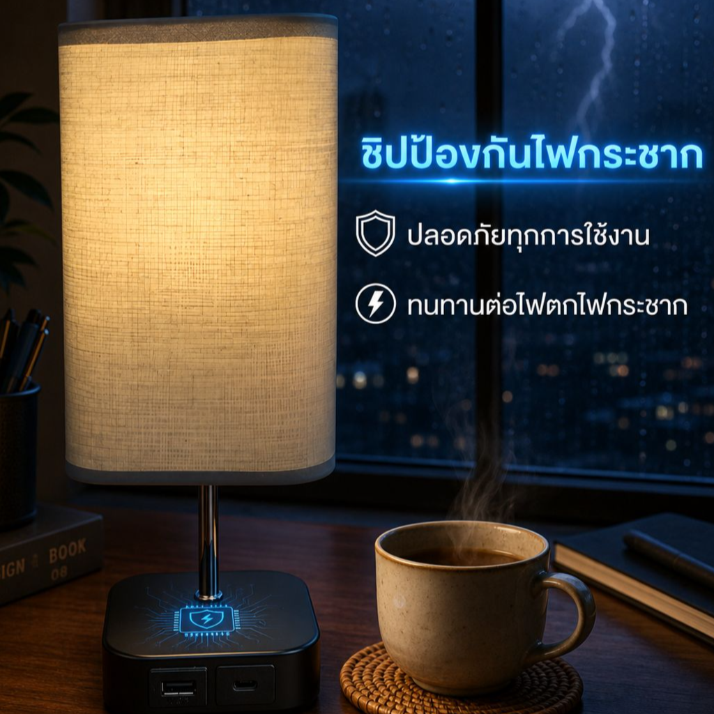 โคมไฟตั้งโต๊ะชาร์จไฟแรงดันสูง ปรับแสง 3 ระดับ อะแดปเตอร์คู่ ดีไซน์เฉพาะบุคคล