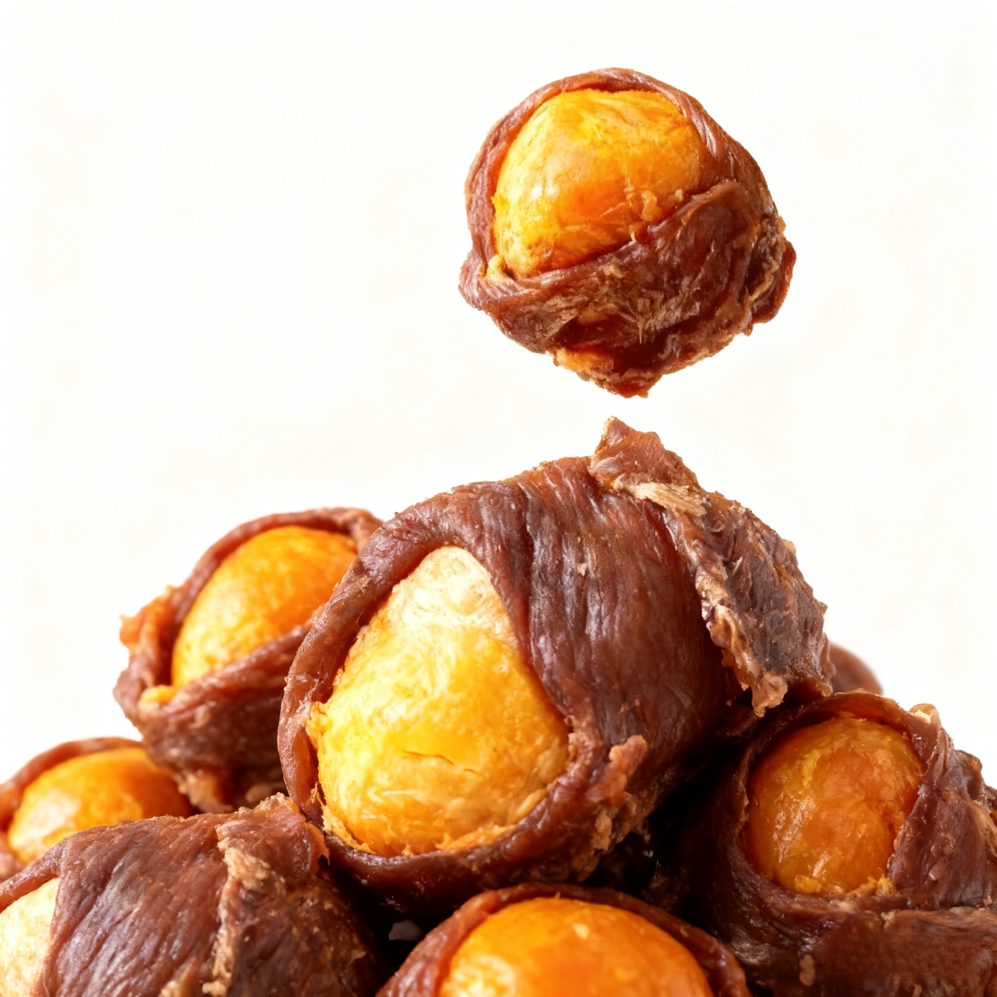 Duck Wrapped Egg Snack served on a plate