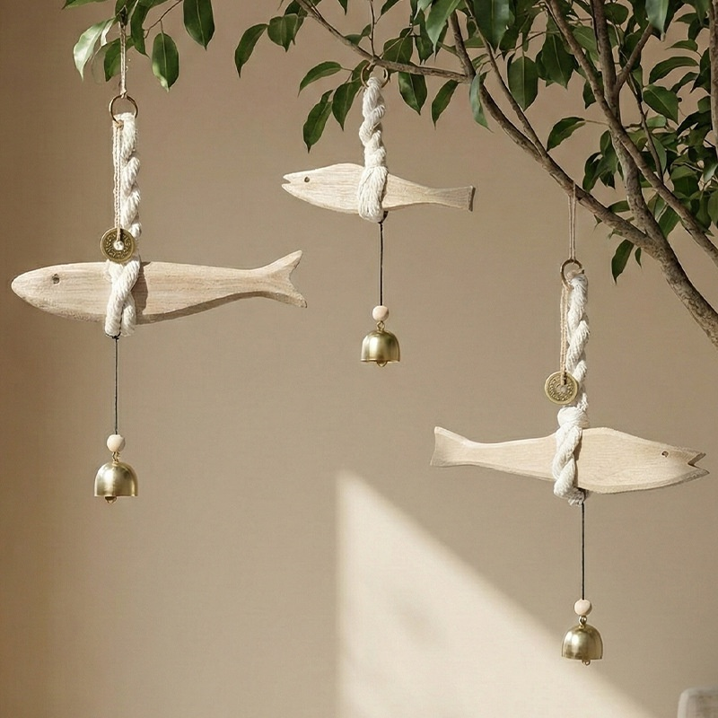 Creative Wooden Fish Wall Decor Bell
