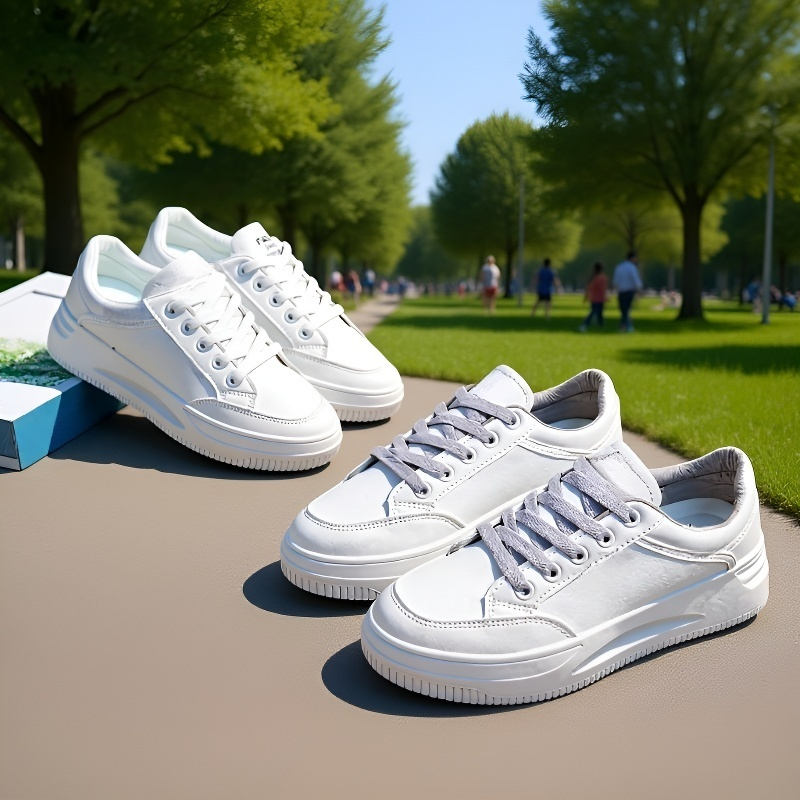 白色でシンプルなデザインの身長アップスニーカー