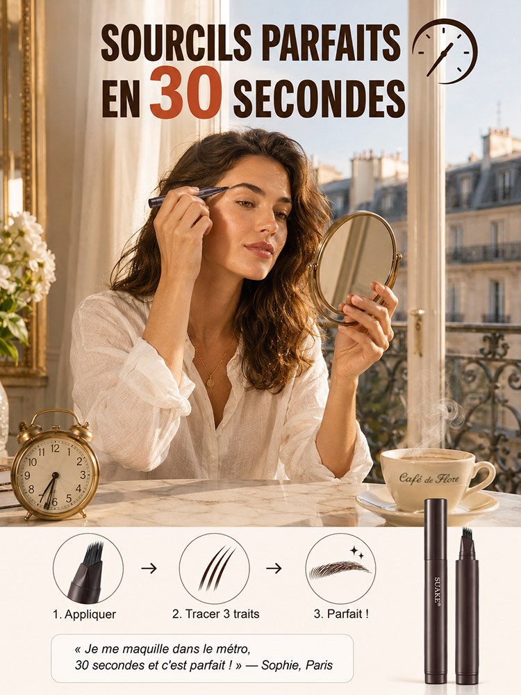 Crayon à sourcils imperméable à plusieurs pointes, tenue longue durée, sans bavure, sourcils définis