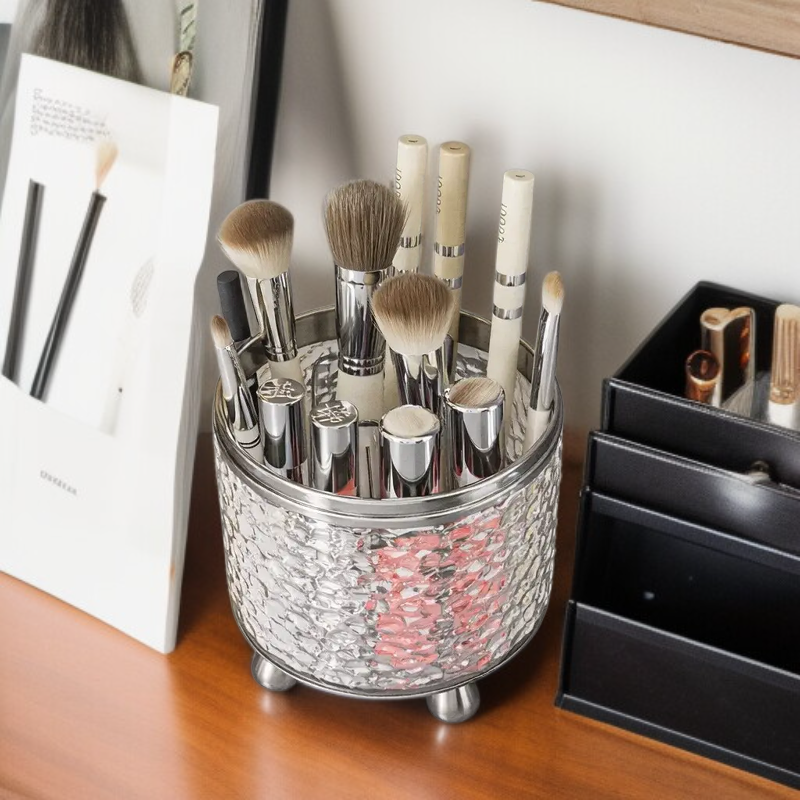 Transparent Cosmetic Storage Box Light Luxury Desktop Organizer Brush Lipstick Rotating Holder