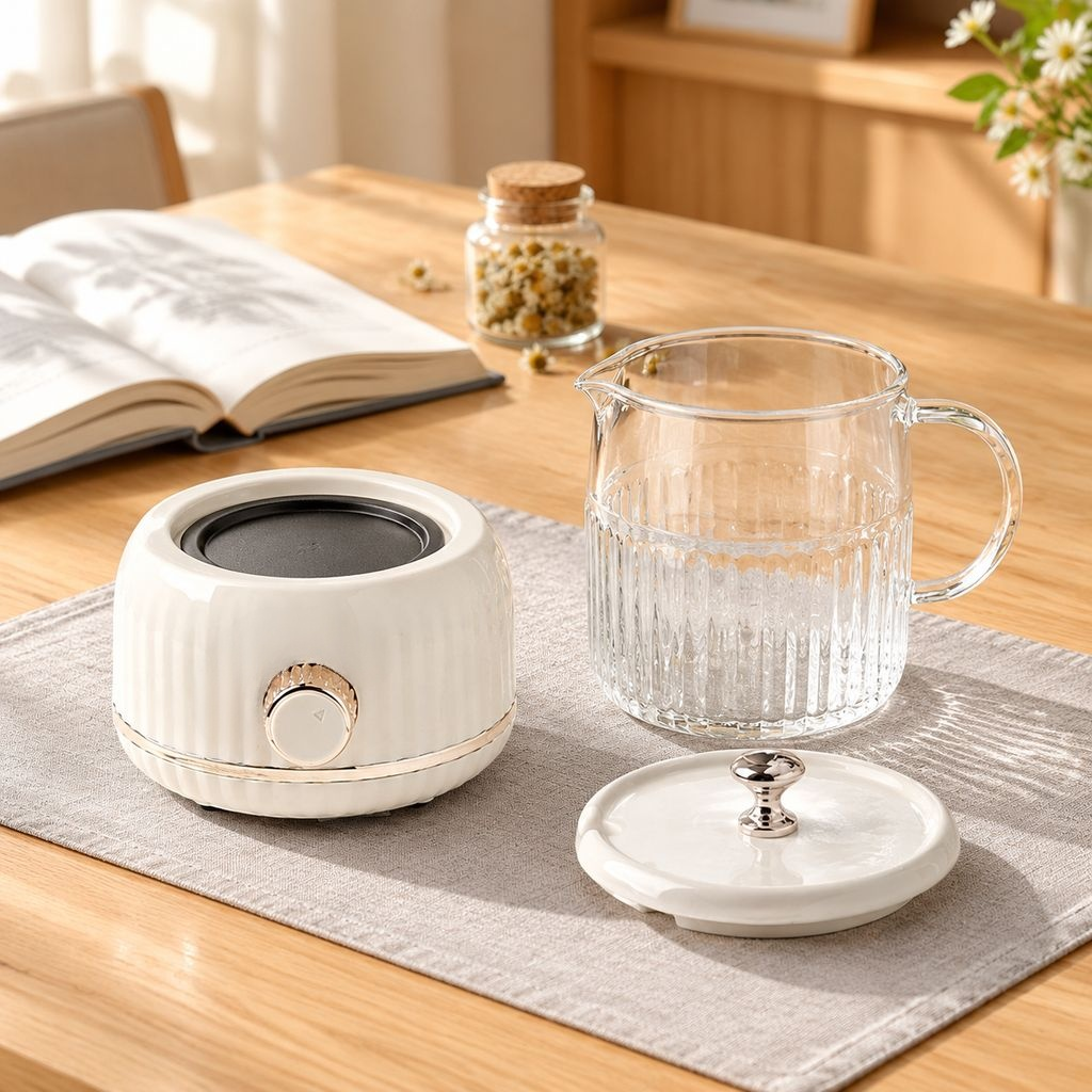 Electric health kettle with glass body and handle