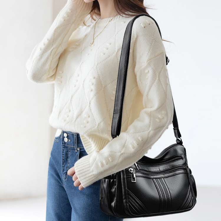 おしゃれなソフトレザー大容量仕切り付きレディースバッグ ショルダー＆斜め掛けバッグ