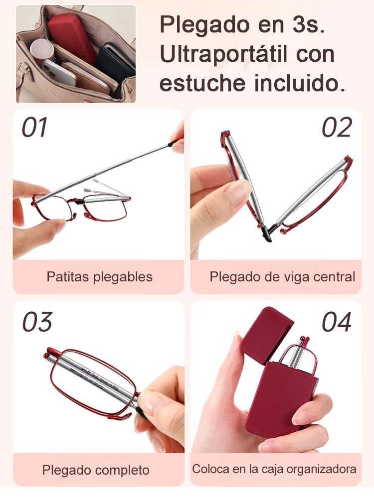 Gafas de lectura inteligentes ultraligeras plegables con zoom y estuche incluido