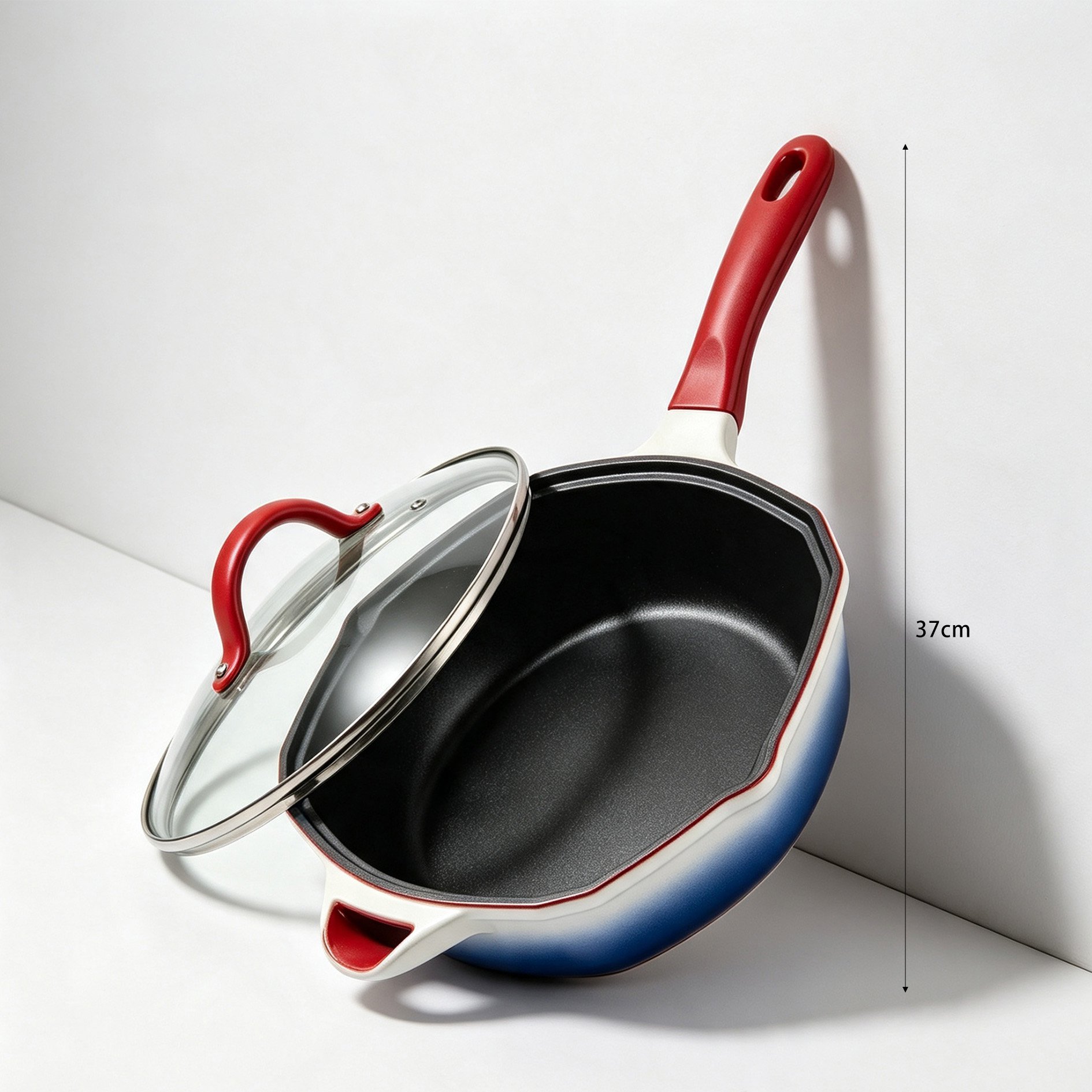 Non-stick surface of Blue Rhythm wok in use