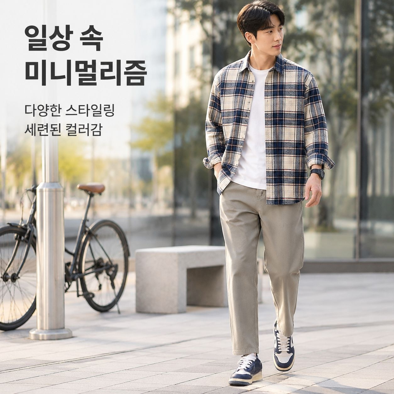 남성용 캐주얼 순면 와이드 레그 스트레이트 크롭 팬츠