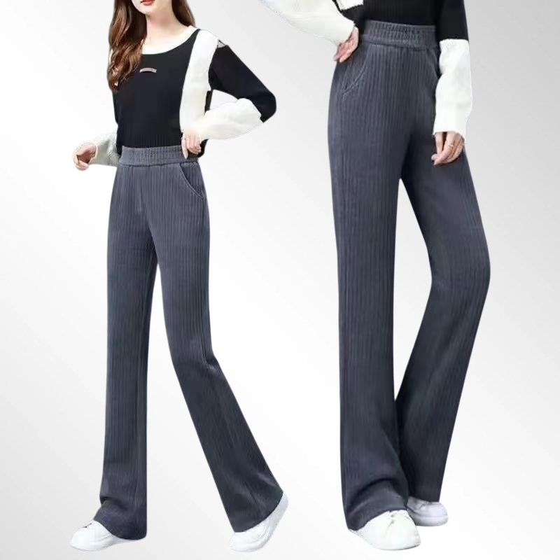 셰닐 하이웨이스트 패션 스트레이트 레그 와이드 레그 팬츠