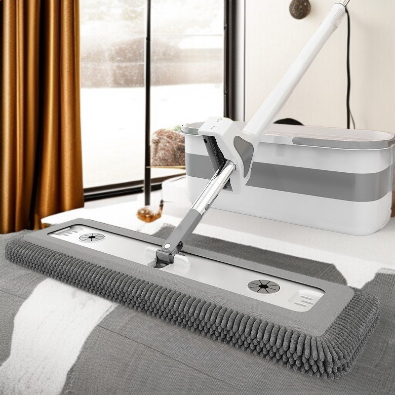 가정용 플랫 밀대 건습 겸용 원터치 셰닐 리필 손세탁 우드 플로어 밀대