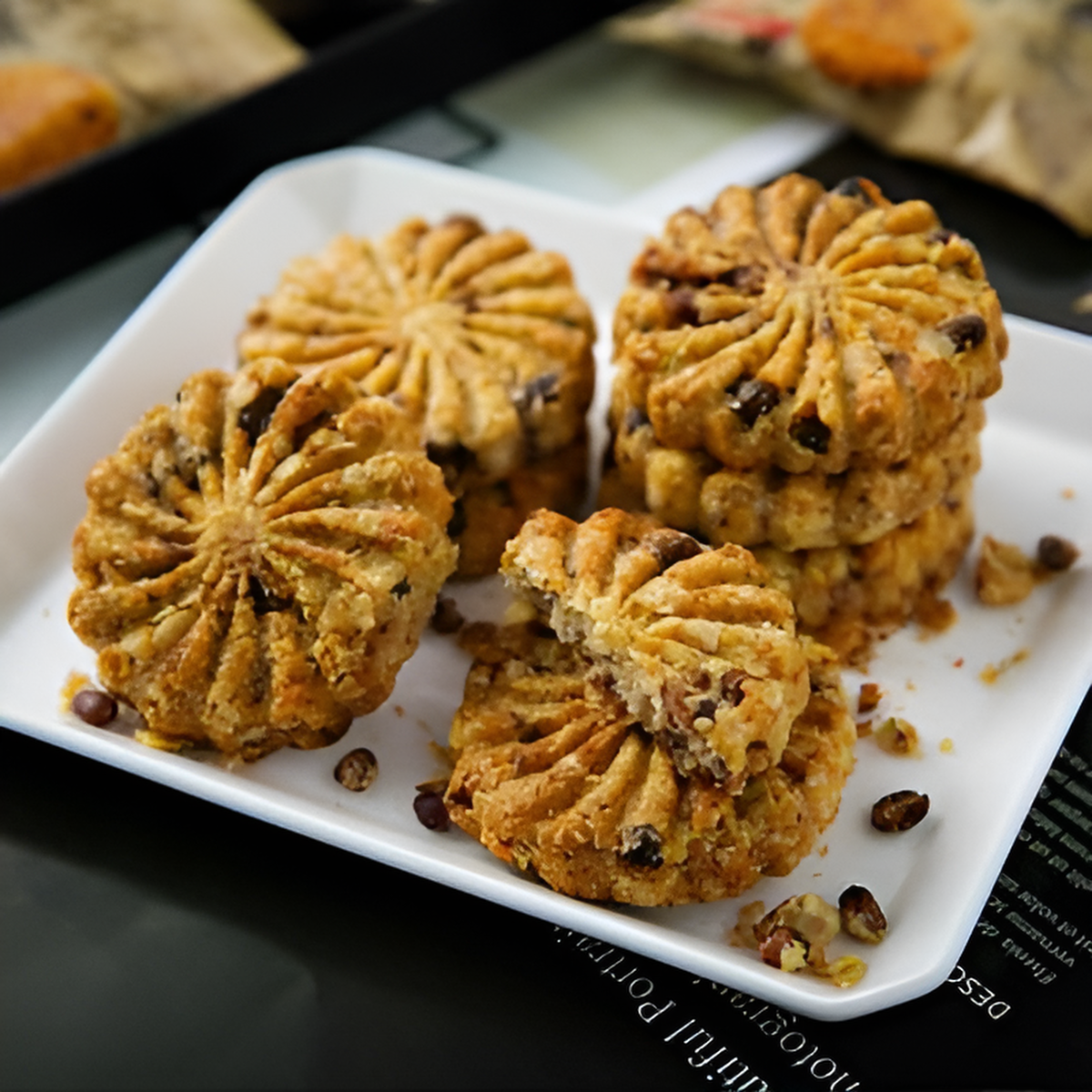 小豆、大麦、大麦若葉の食事代替ビスケット