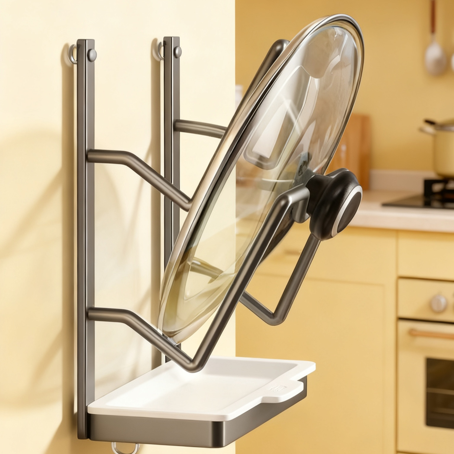 Wall-mounted No-drill Pot Lid Holder 