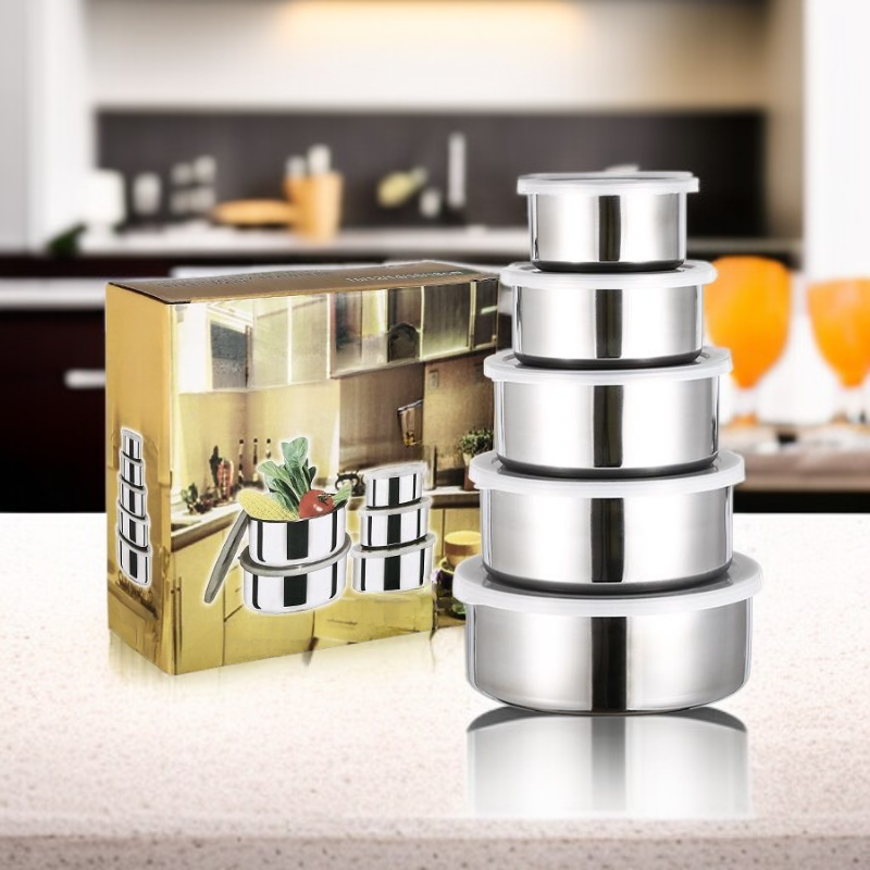 스테인리스 식품 보관 용기 세트 (5개입)