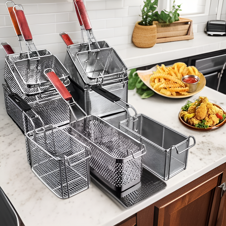 Edelstahl-Frittierkorb für die Küche, einfaches Zubereiten von Snacks