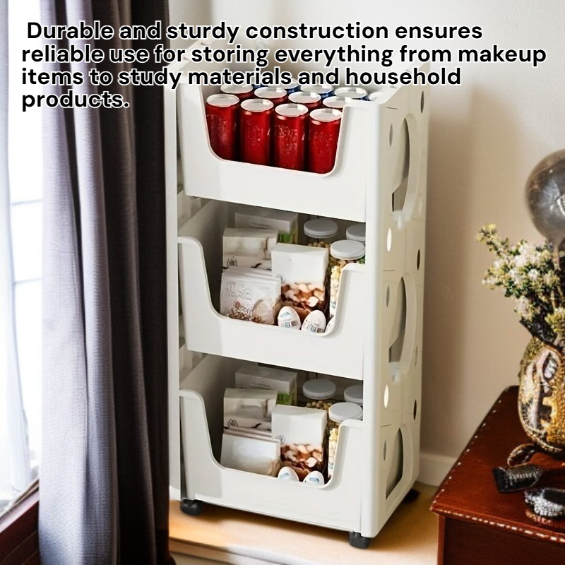 Movable Multi-Purpose Clear Storage Cart for Home, Dorm, Office, Space Saving