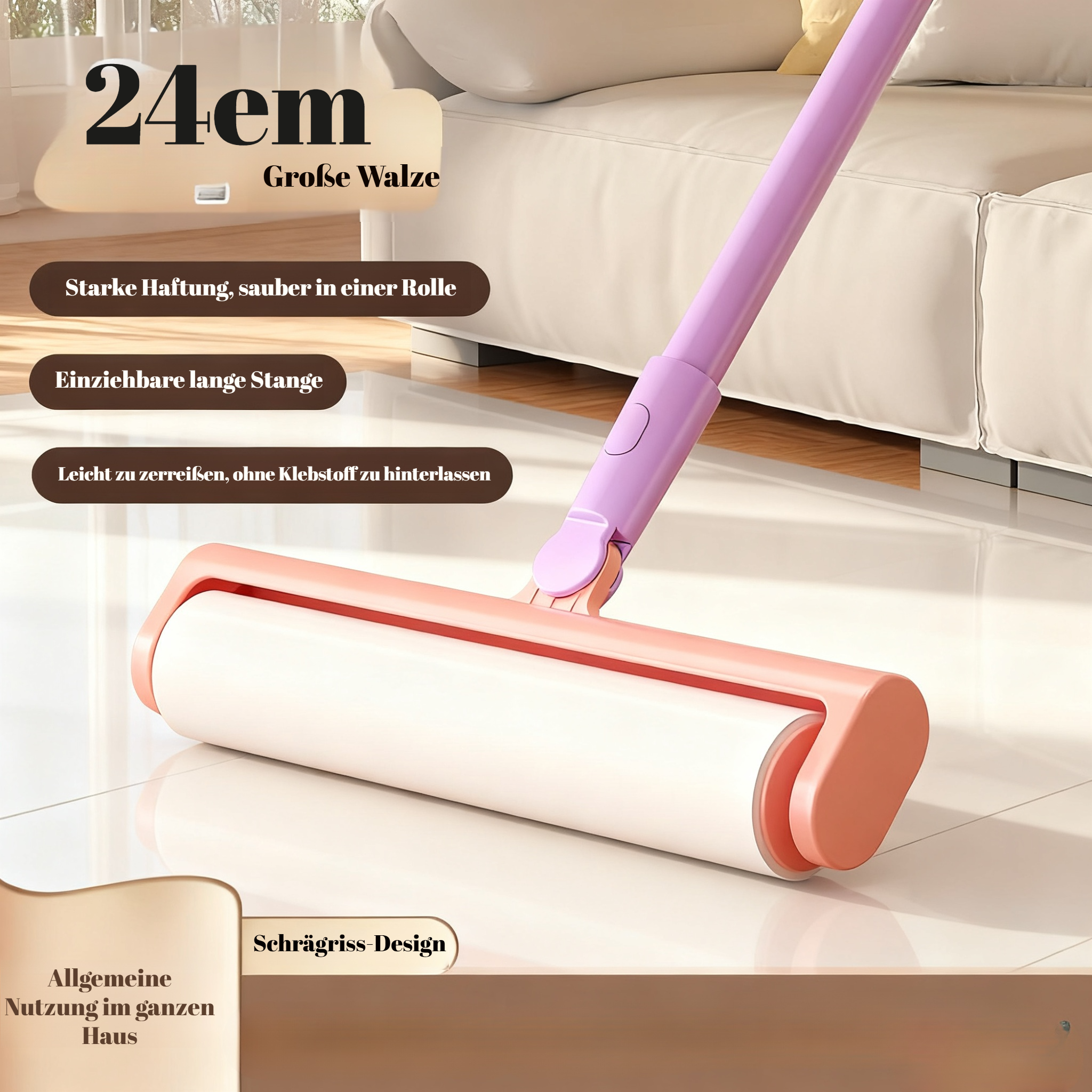 Verlängerbarer Haushaltssticker mit Ersatzkopf und langem Griff