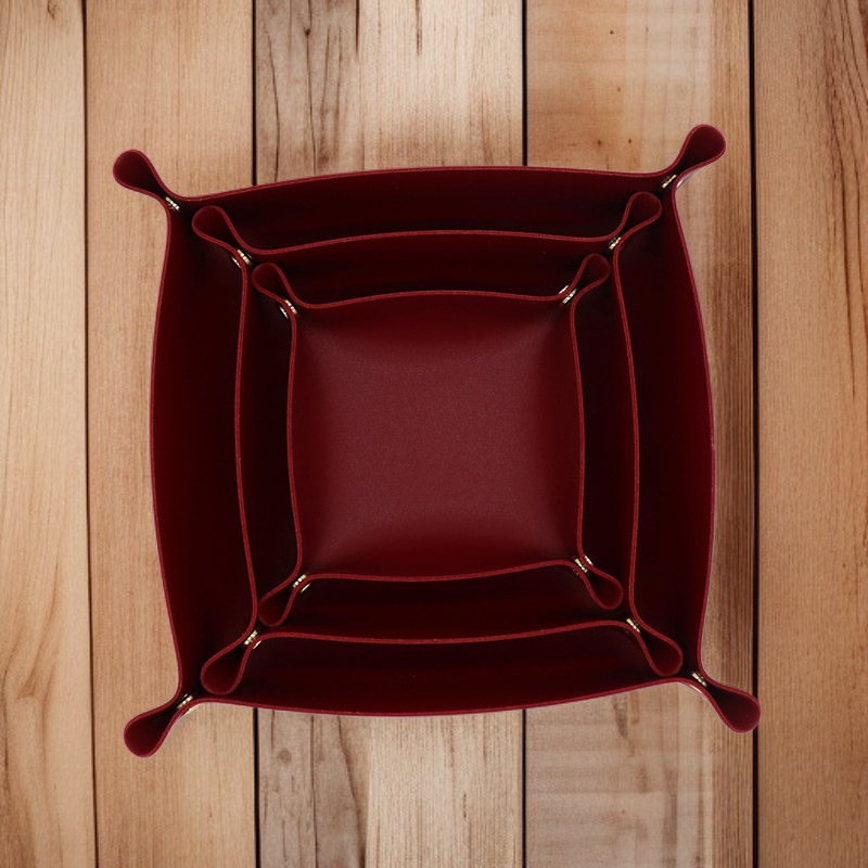 レザー製デスクトップ収納トレイ