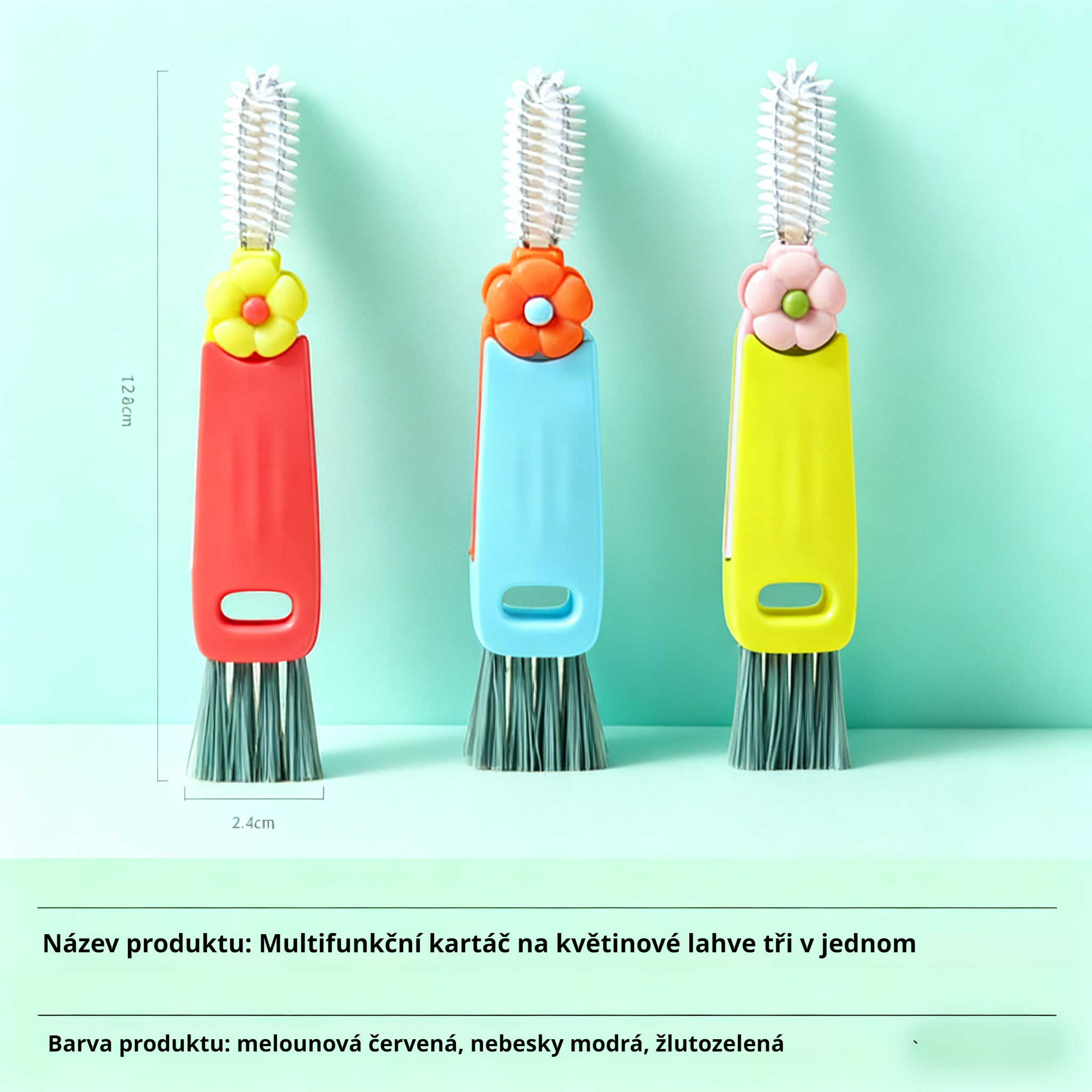  Multifunkční kartáč na poháry ve tvaru květiny 3 v 1