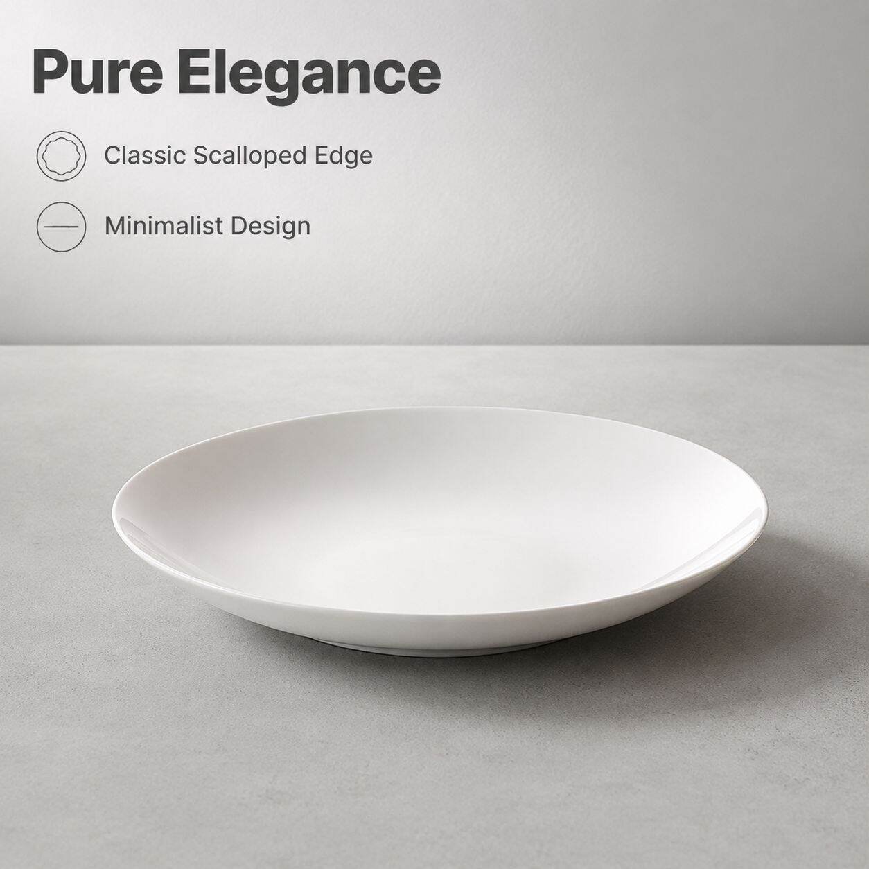 Pure White Porcelain Round Dinner Plate for Home