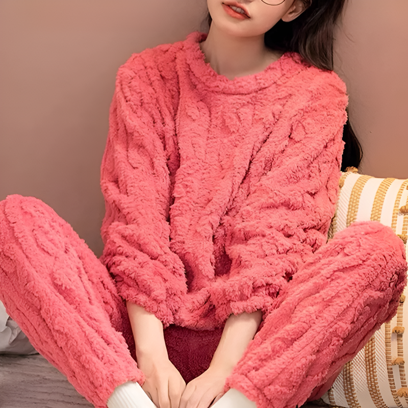 時尚珊瑚絨提花套裝