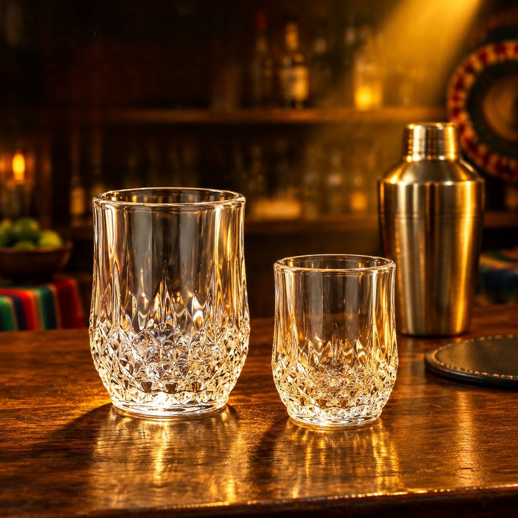 Glazen whiskyglas met diamantpatroon