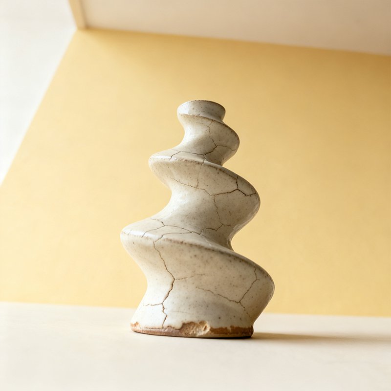 レトロな螺旋デザインの陶器オブジェ