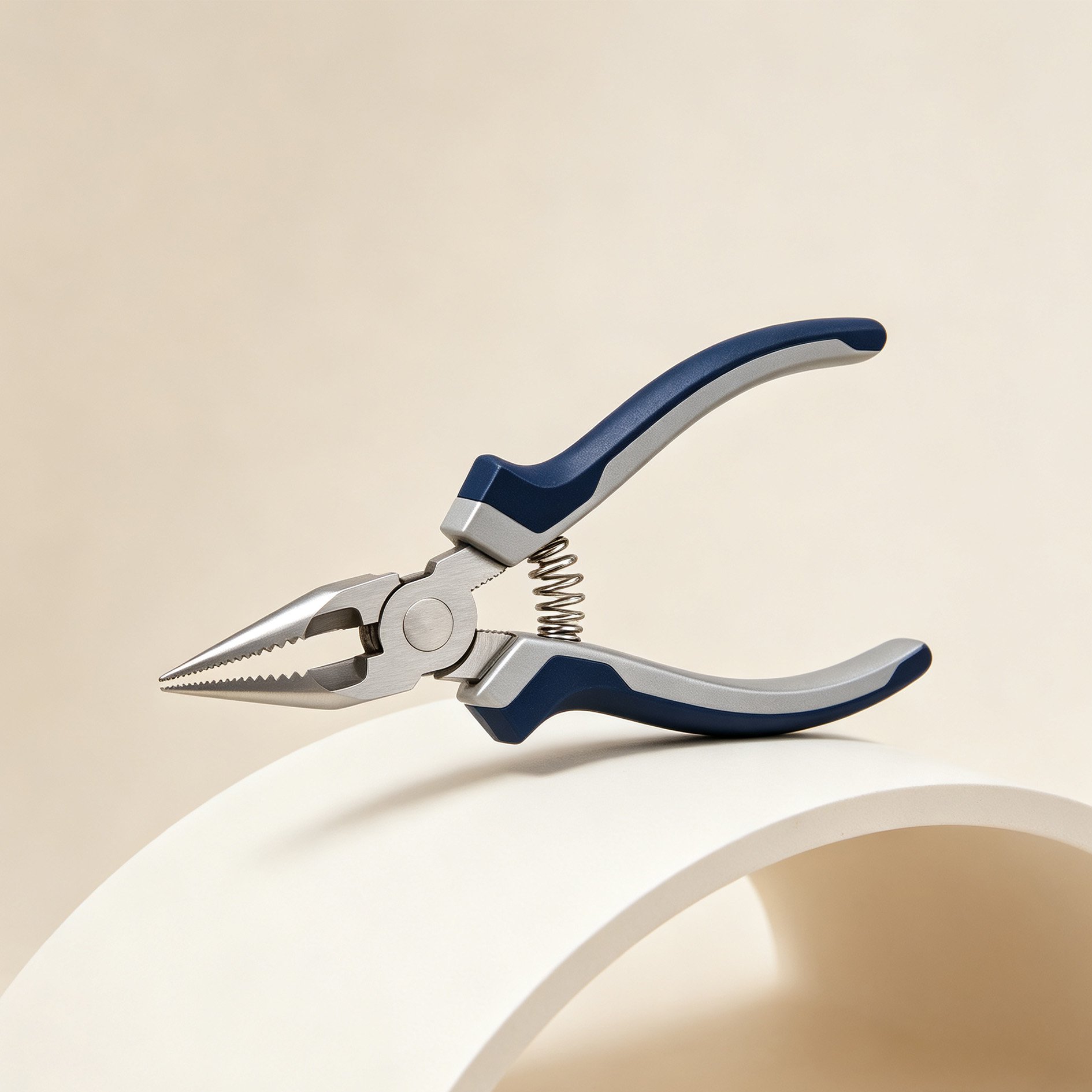 Blue-Gray Non-Slip Needle-Nose Pliers