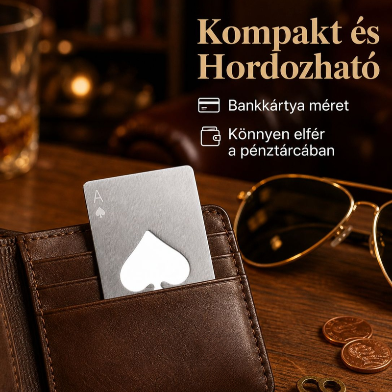 Kreatív pókerkártya formájú rozsdamentes acél otthoni sörnyitó