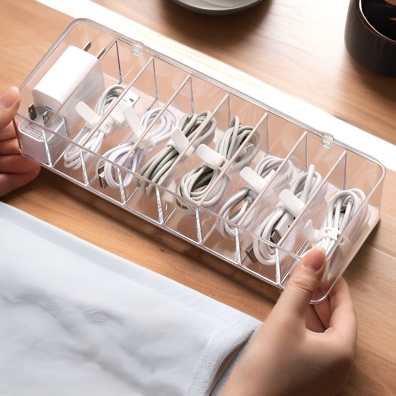 數據線收納盒桌面整理神器手機充電器