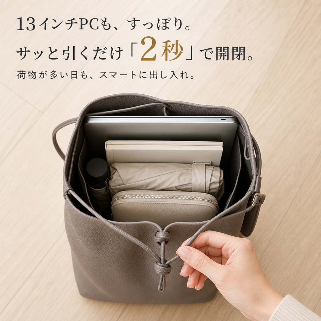 個性的ゆったり風レディーストートバッグ