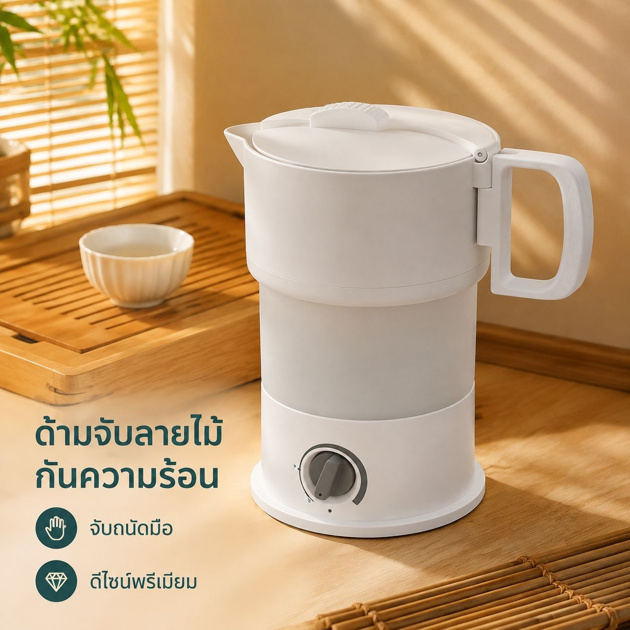 กาต้มน้ำไฟฟ้าแบบพับได้พกพาสะดวก