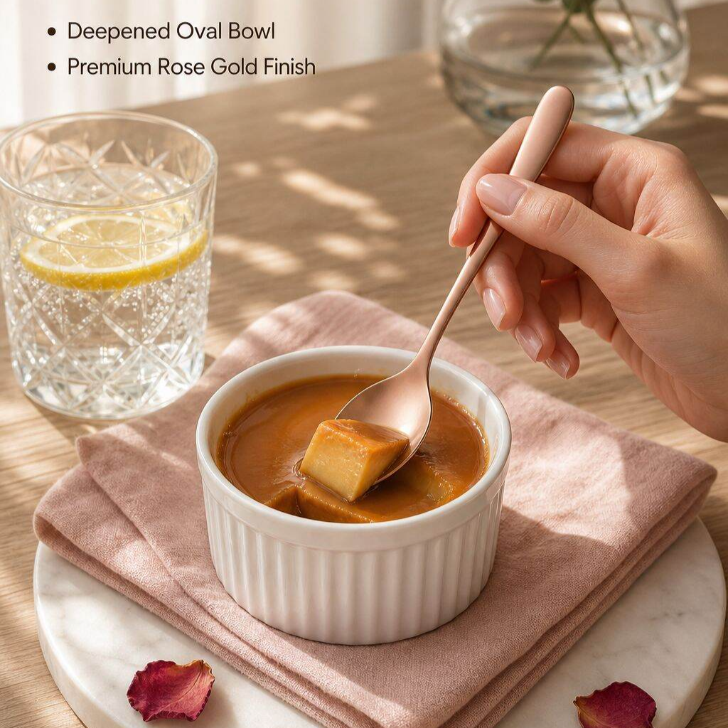 Trendy Mini Gold Stainless Steel Dessert Spoon, Seasoning Stirring Spoon