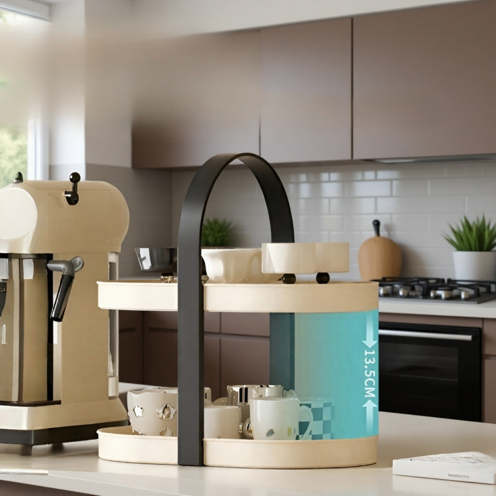 Space-saving cup organizer rack for mugs and teacups