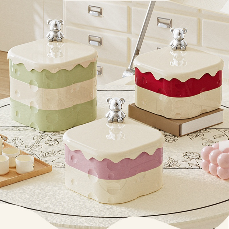 Caja de dulces de dibujos animados, bandeja de frutas giratoria de varias capas con sellado