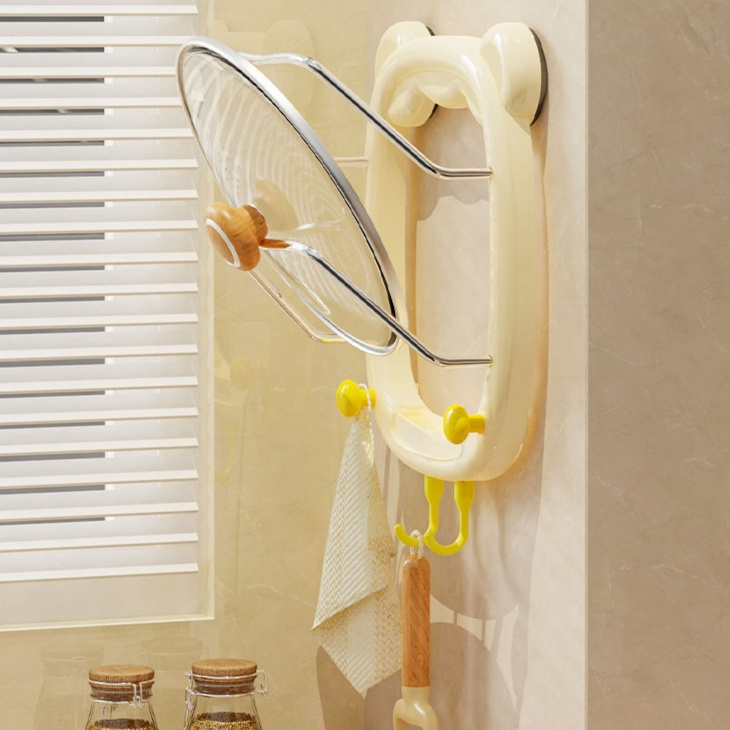 強力吸盤付き多機能鍋蓋ラック