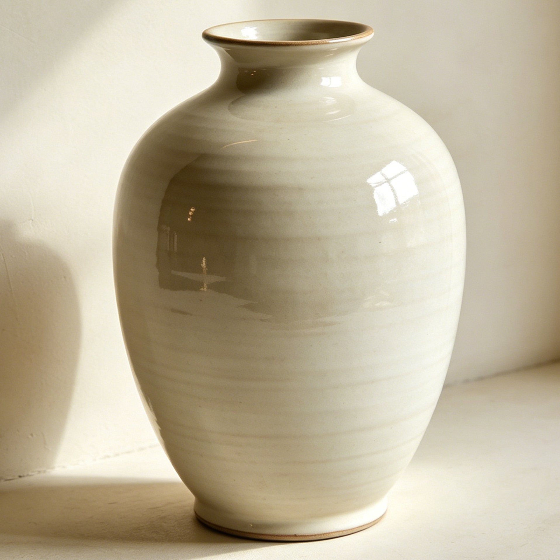 Vintage Keramikvase mit milchweißer Glasur