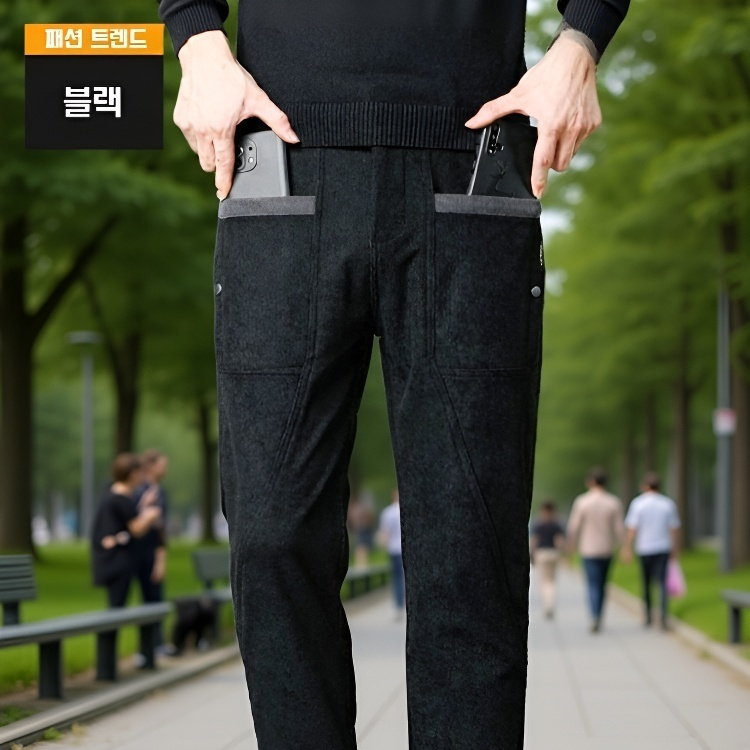 남자 와이드 일자 코듀로이 6포켓 캐주얼 바지